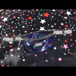 Love Pink black Iridescent Fanny Pack😍